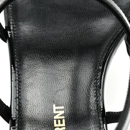 Saint Laurent Patent Calfskin Cassandra Monogram Sandals 37 Black 8 of 10