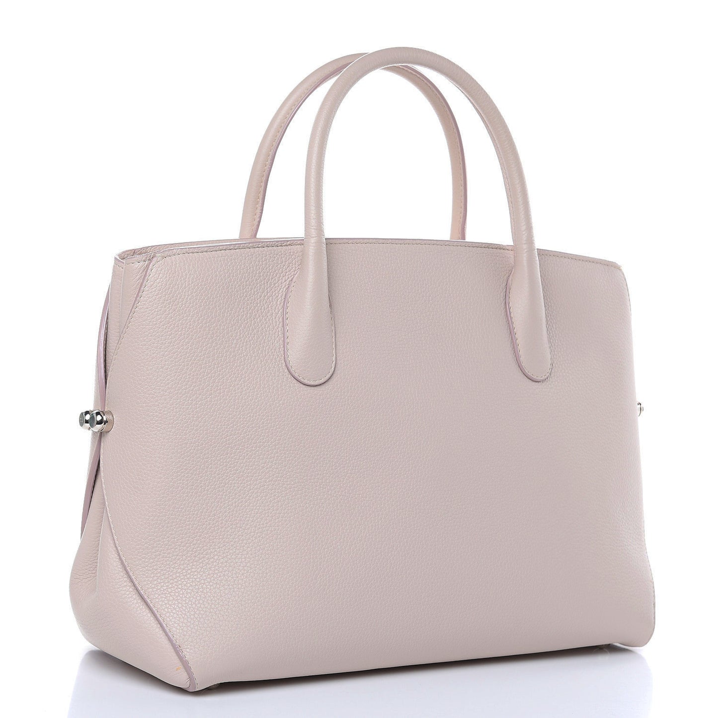 Grained Calfskin Medium Bar Tote Rose Poudre