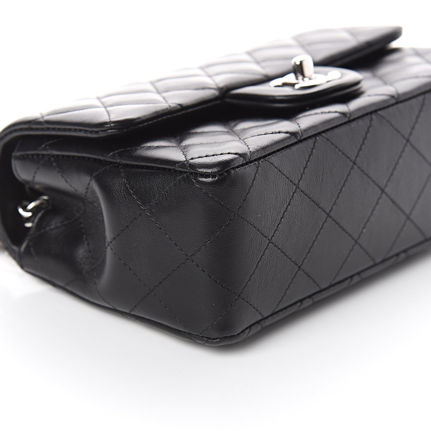 Lambskin Quilted Mini Rectangular Flap Black