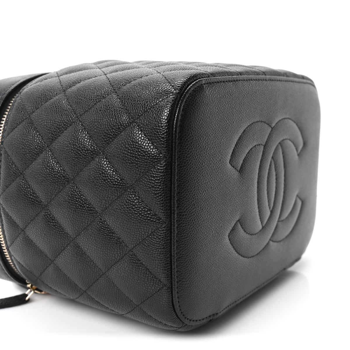 Caviar Quilted Large Vanity Pouch Black