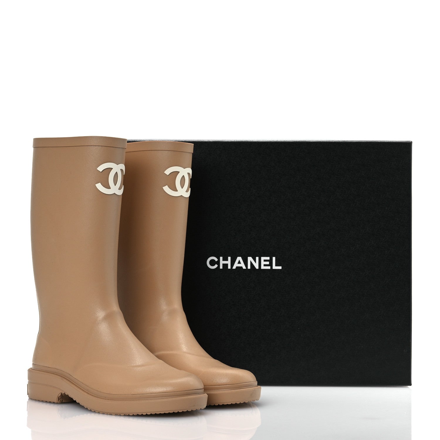 Chanel Caoutchouk CC High Boots 38 Beige 14 of 14