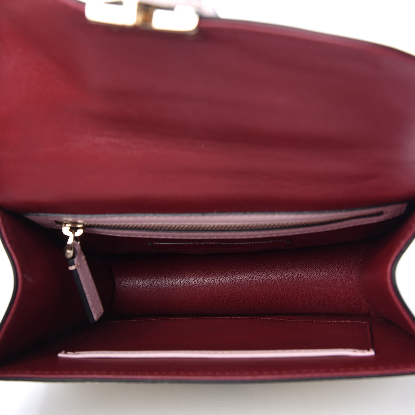 Vitello Small Glam Lock Rockstud Flap Light Ivory Water Rose Marine Rubin