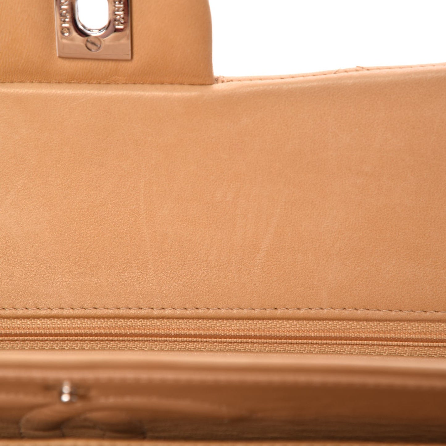 Lambskin Quilted Medium Double Flap Beige