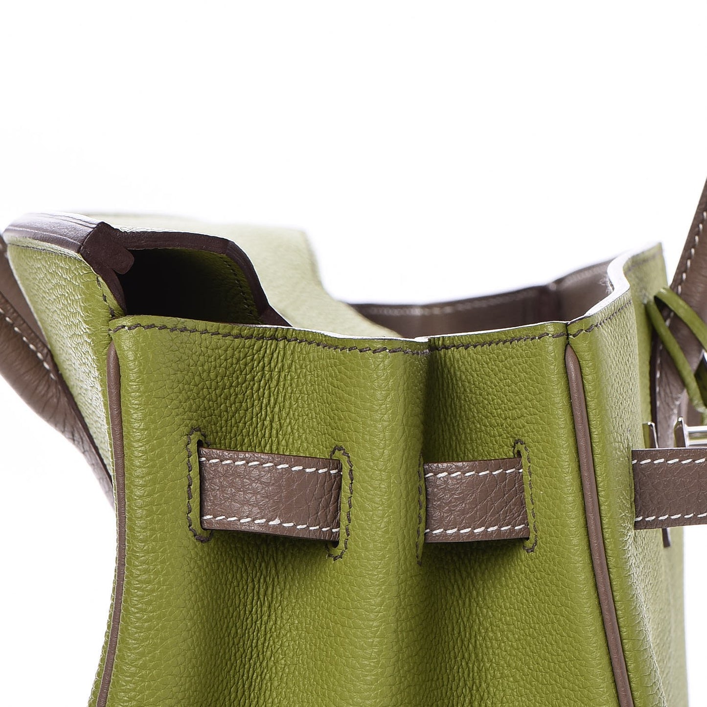 Togo Bi Color Horseshoe Birkin 35 Vert Anis Etoupe