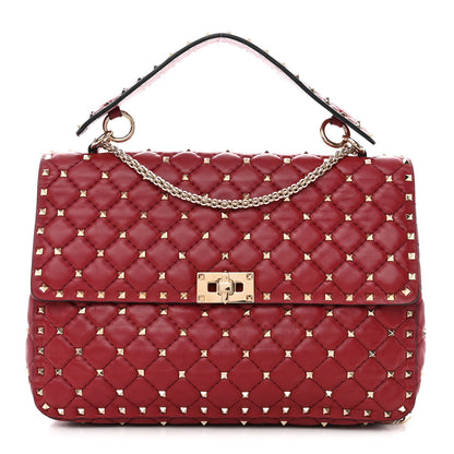 Valentino Garavani Lambskin Large Rockstud Spike Shoulder Bag Red 1 of 15
