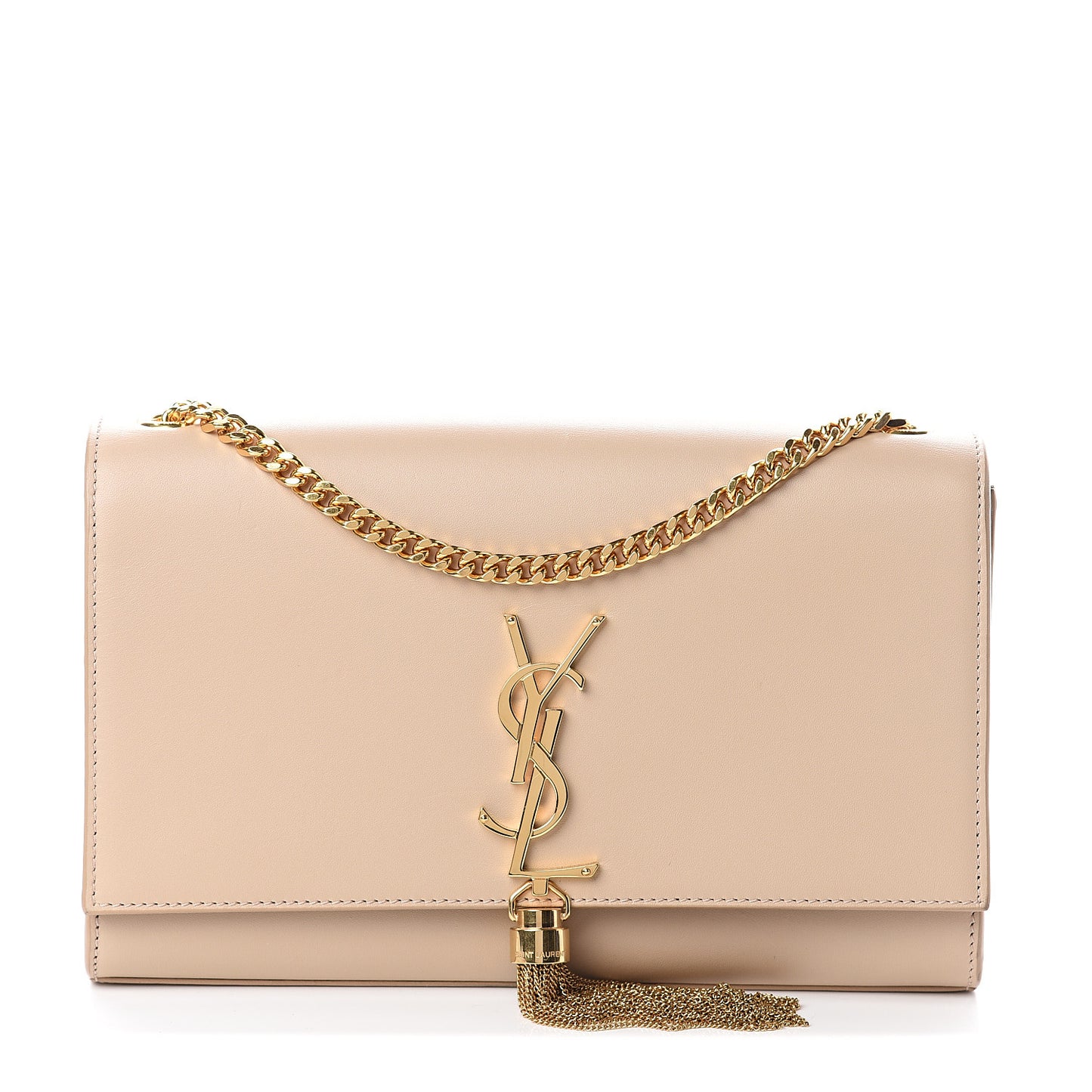 Smooth Calfskin Medium Classic Monogram Kate Tassel Satchel Nude Powder