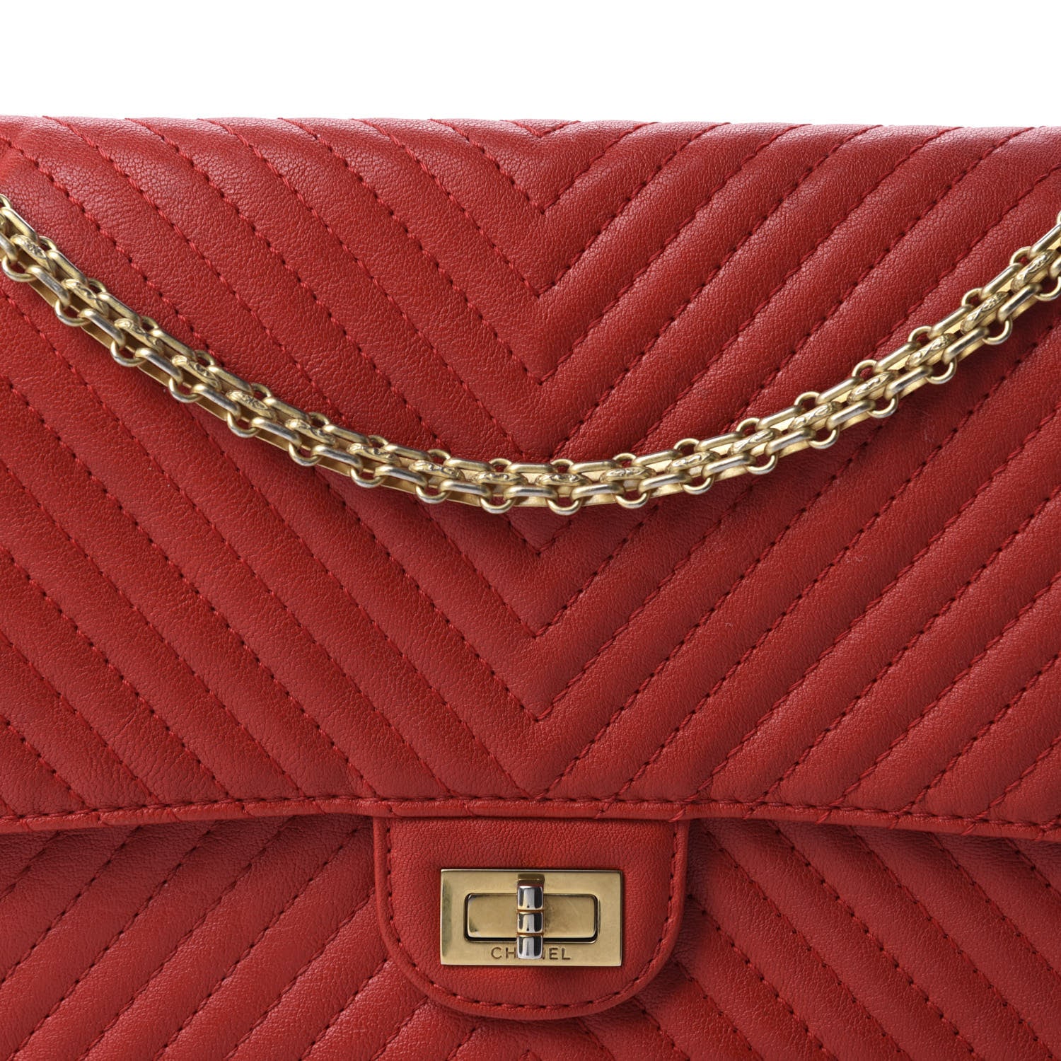 Chanel Sheepskin Chevron Quilted 2.55 Reissue 226 Flap Red 13 of 14