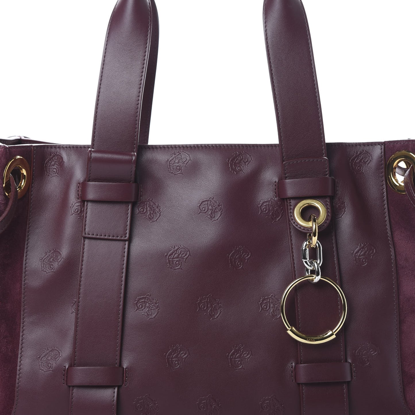 Smooth Calfskin Embossed Tao Zipped Tote Burnt Brown