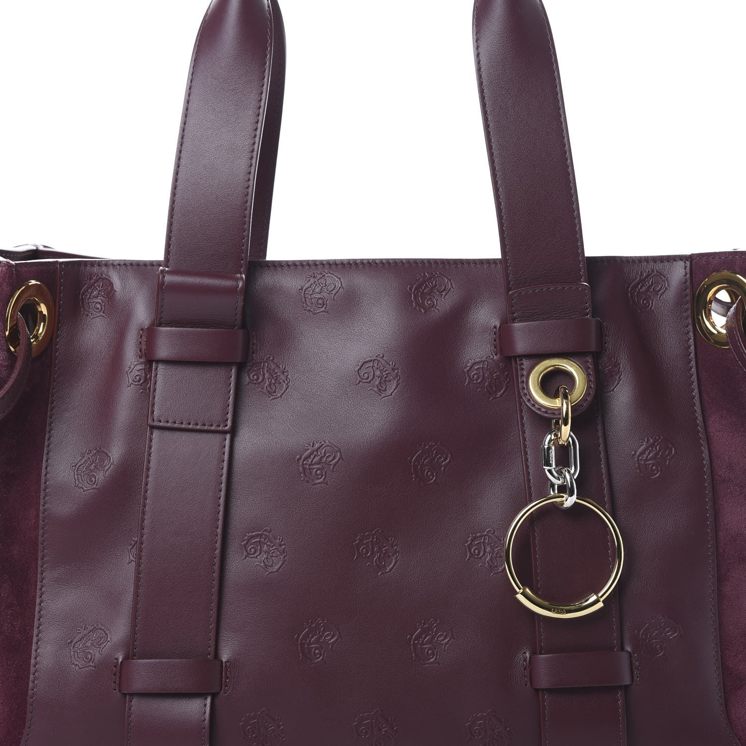 Chloe Smooth Calfskin Embossed Tao Zipped Tote Burnt Brown 7 of 11