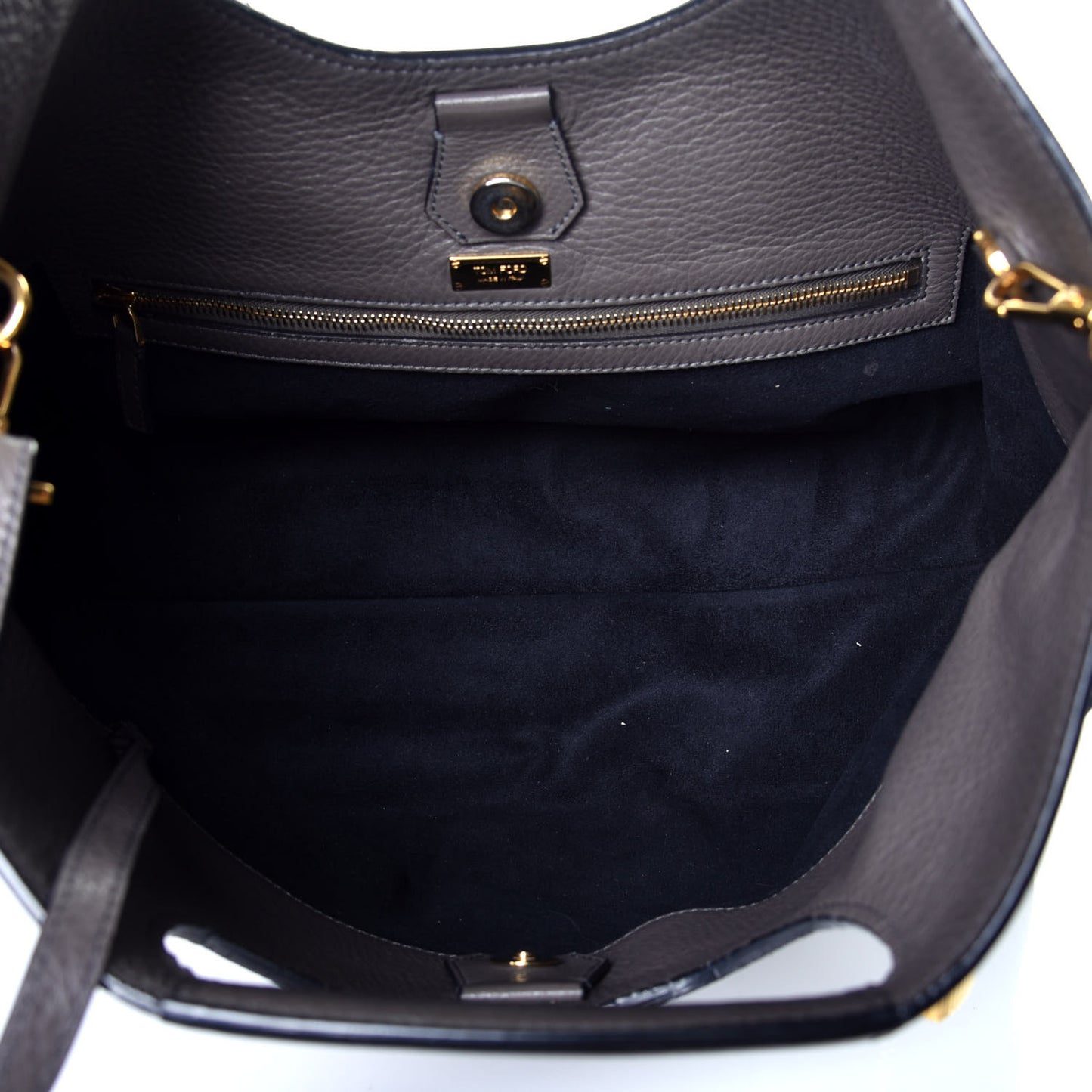 Grained Calfskin Alix Padlock Zip Tote Graphite