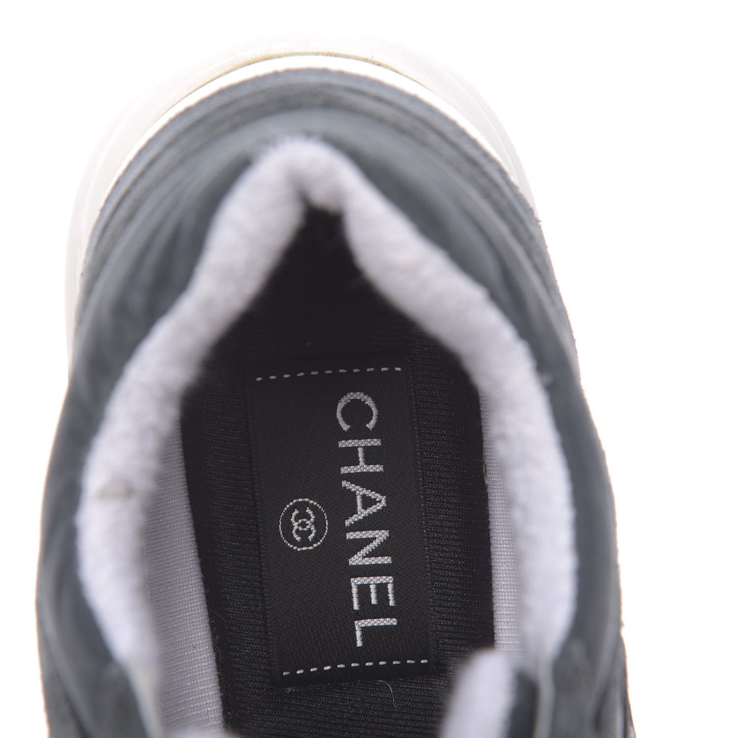 Denim Suede Calfskin CC Sneakers 36 Grey