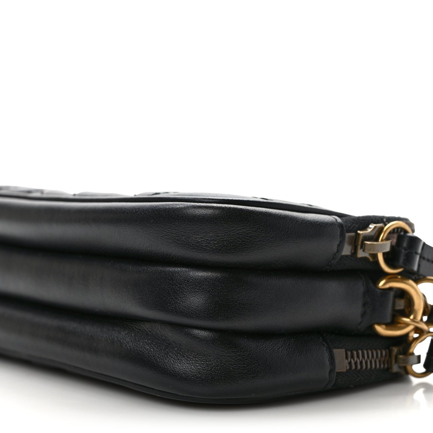 Calfskin Matelasse Mini GG Marmont Chain Crossbody Bag Black