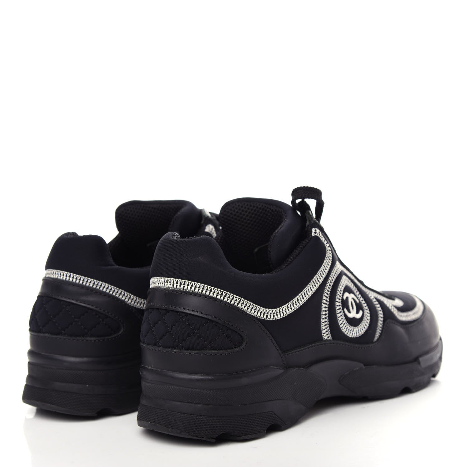 Chanel Lycra Fabric CC Sneakers 37 Black 4 of 10