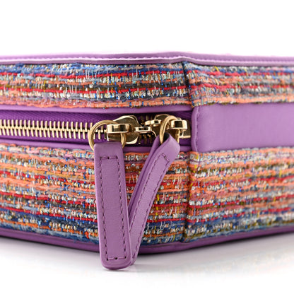 Chanel Tweed Quilted Small CC Filigree Vanity Case Purple Multicolor 9 of 11