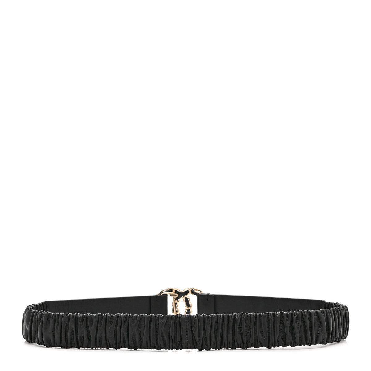 Chanel Lambskin Logo Belt 75 30 Black Gold 2 of 5