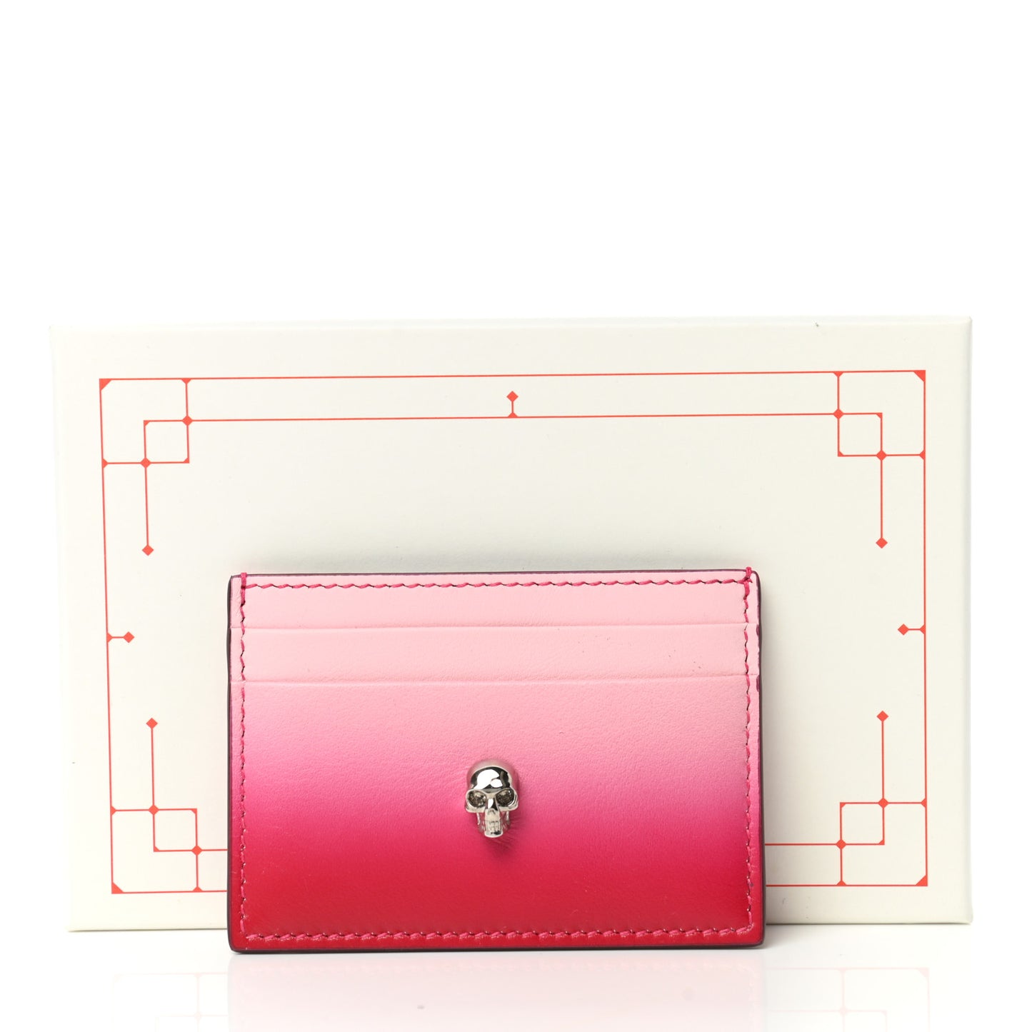 Calfskin Ombre Skull Card Holder Multicolor