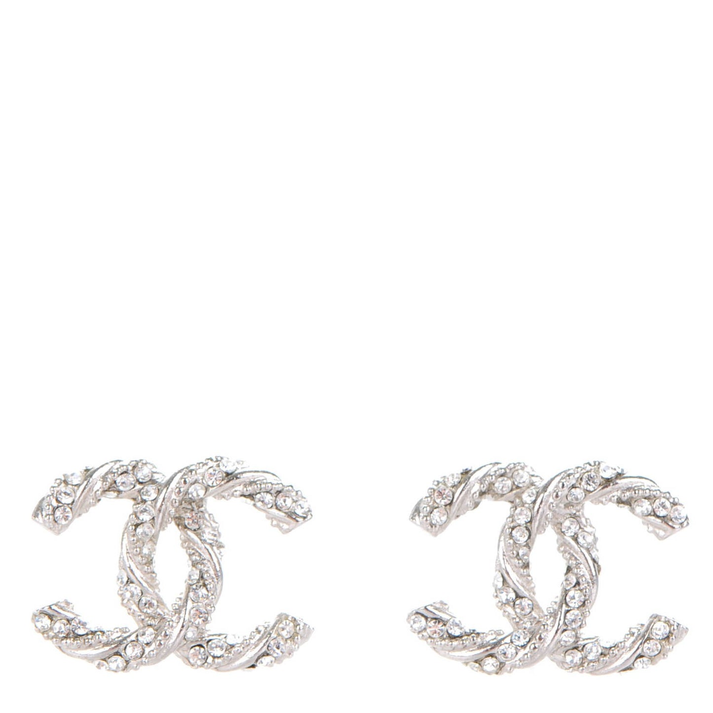 Crystal CC Twisted Earrings Silver