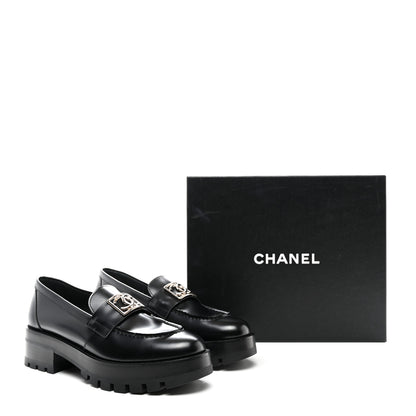 Chanel Calfskin Metal CC Loafers 40 Black 9 of 9