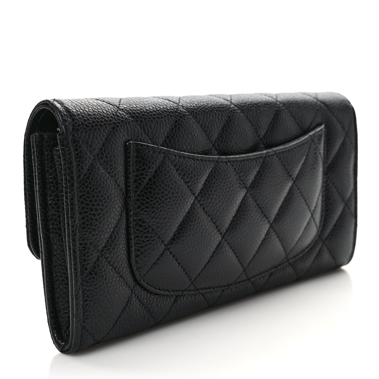Chanel Caviar Quilted Large Gusset Flap Wallet Black 3 of 8