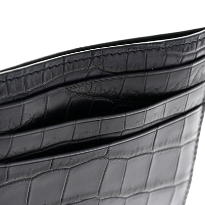 Bottega Veneta Calfskin Crocodile Embossed Card Holder Navy 11 of 12