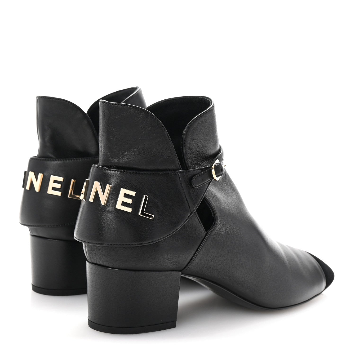 Chanel Lambskin Velvet Cap Toe Short Ankle Boots 39 Black 5 of 9