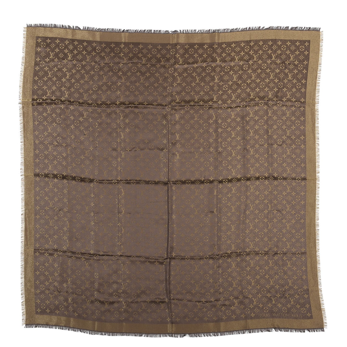 Silk Lurex Wool Monogram Shine Shawl Brown