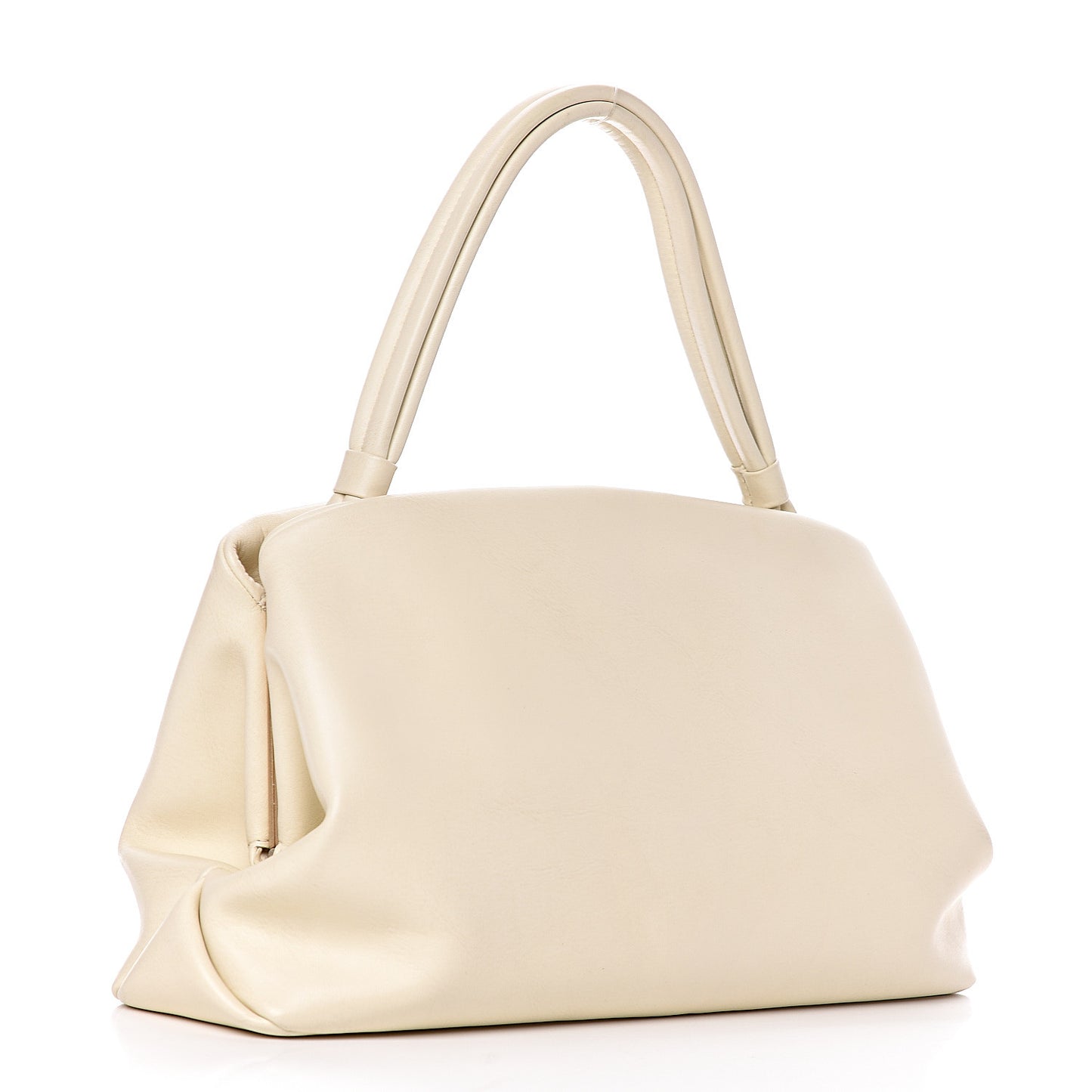 Shiny Calfskin Eyelet Small Top Handle Bag Panna