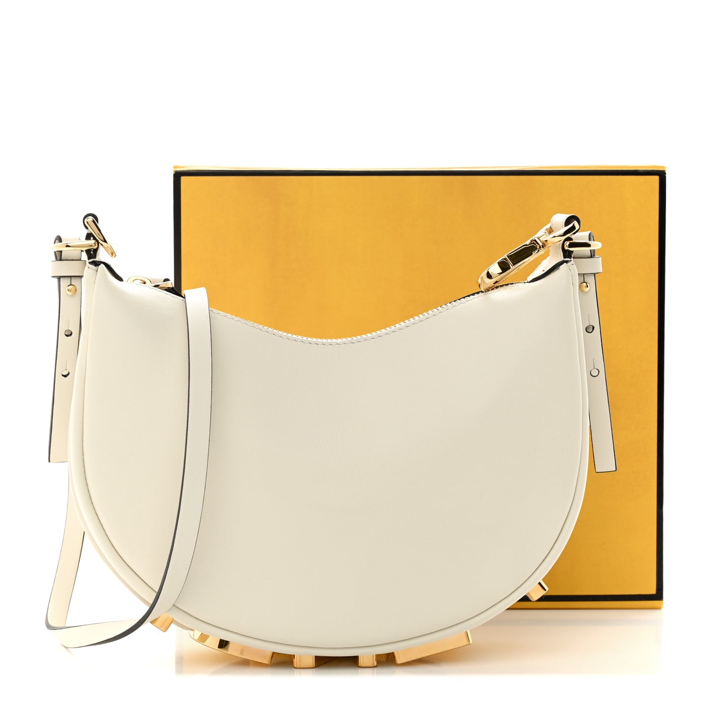 Vitello Grace Matte Mini Fendigraphy Hobo Bag White Ice