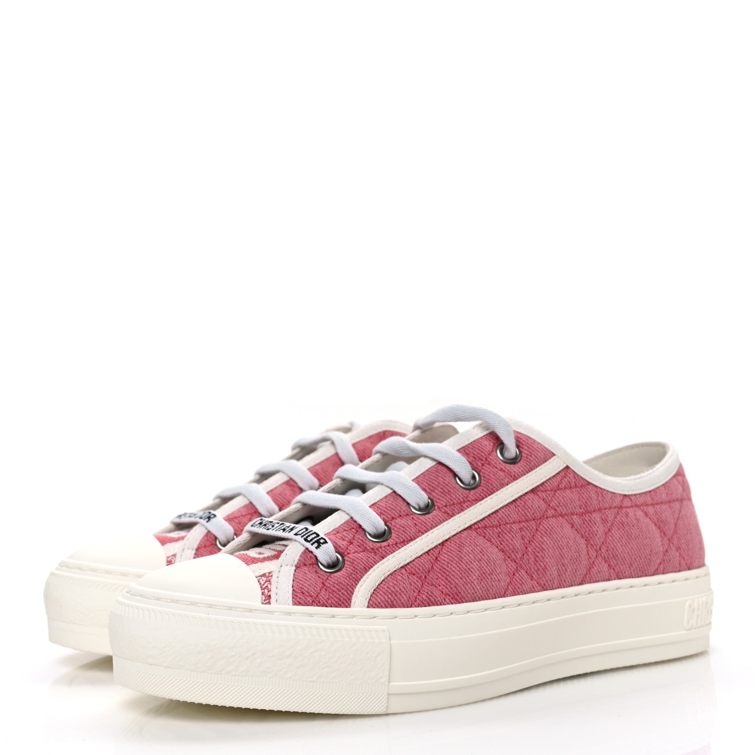 Christian Dior Canvas Cannage Walk 'N' Dior Low Top Sneakers 36.5 Taffy Pink 4 of 11