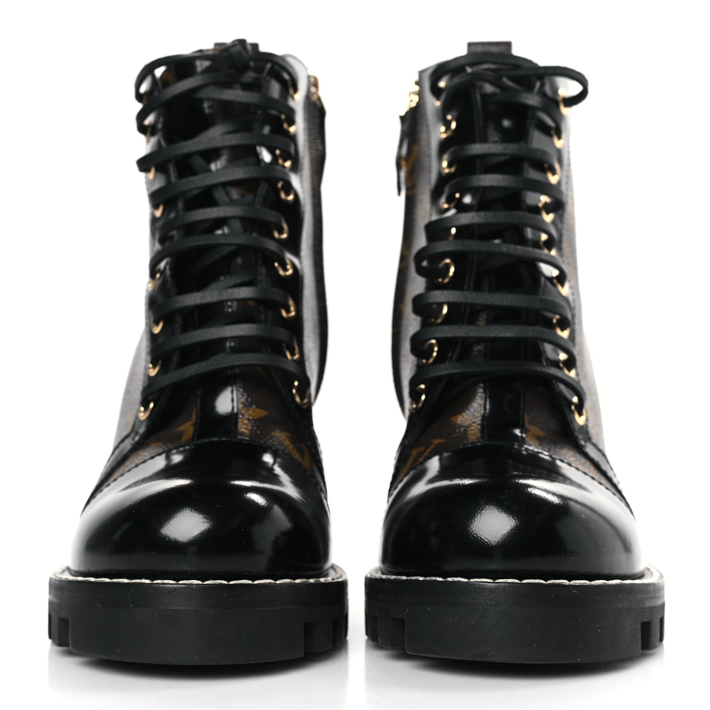 Patent Calfskin Monogram Star Trail Ankle Boots 38.5 Black