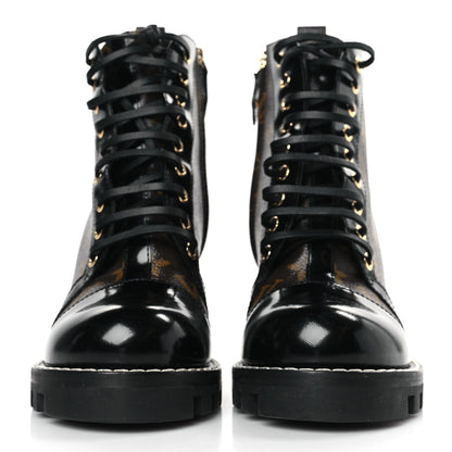 Louis Vuitton Patent Calfskin Monogram Star Trail Ankle Boots 38.5 Black 2 of 9