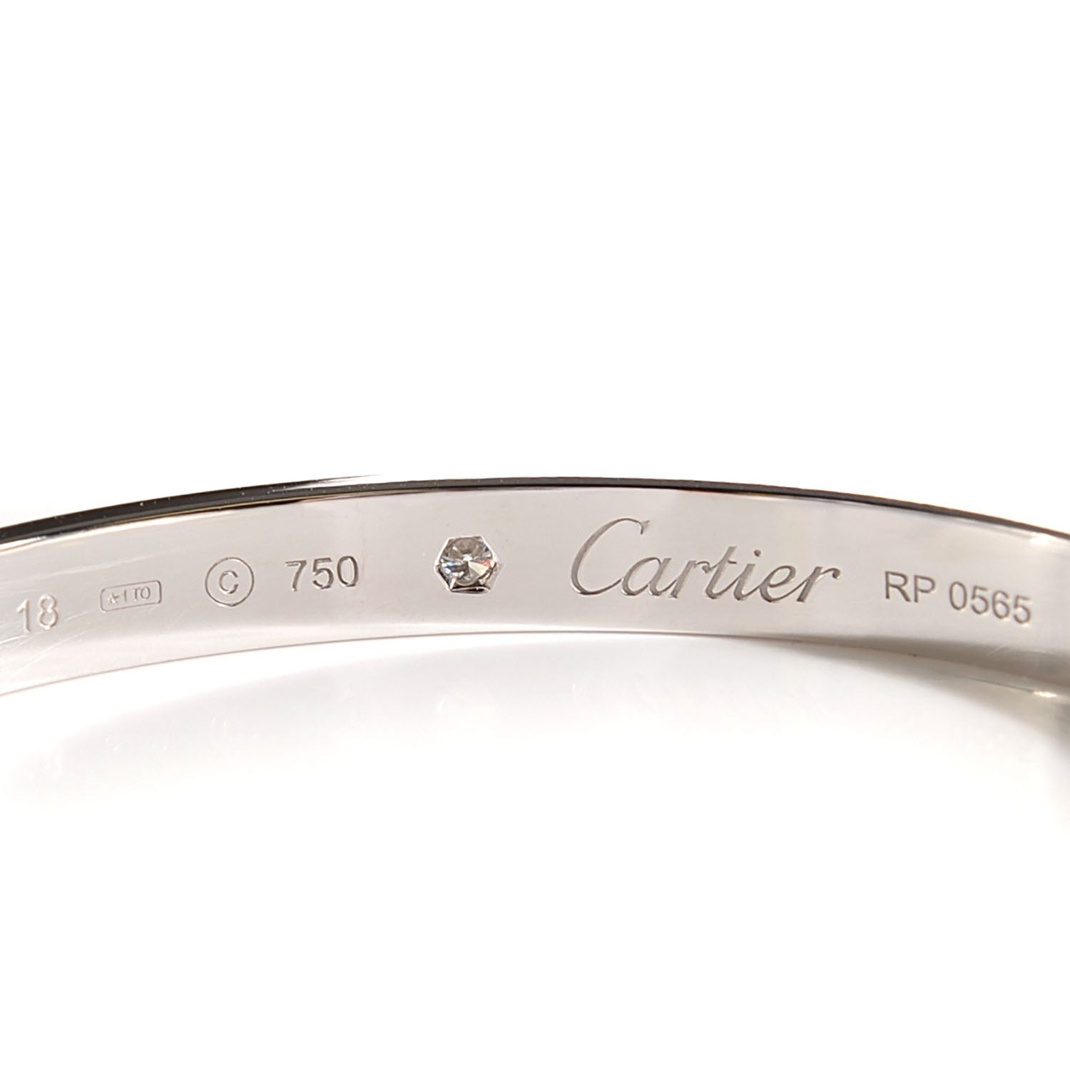 Cartier 18K White Gold 1 Diamond LOVE Cuff Bracelet 18 4 of 6