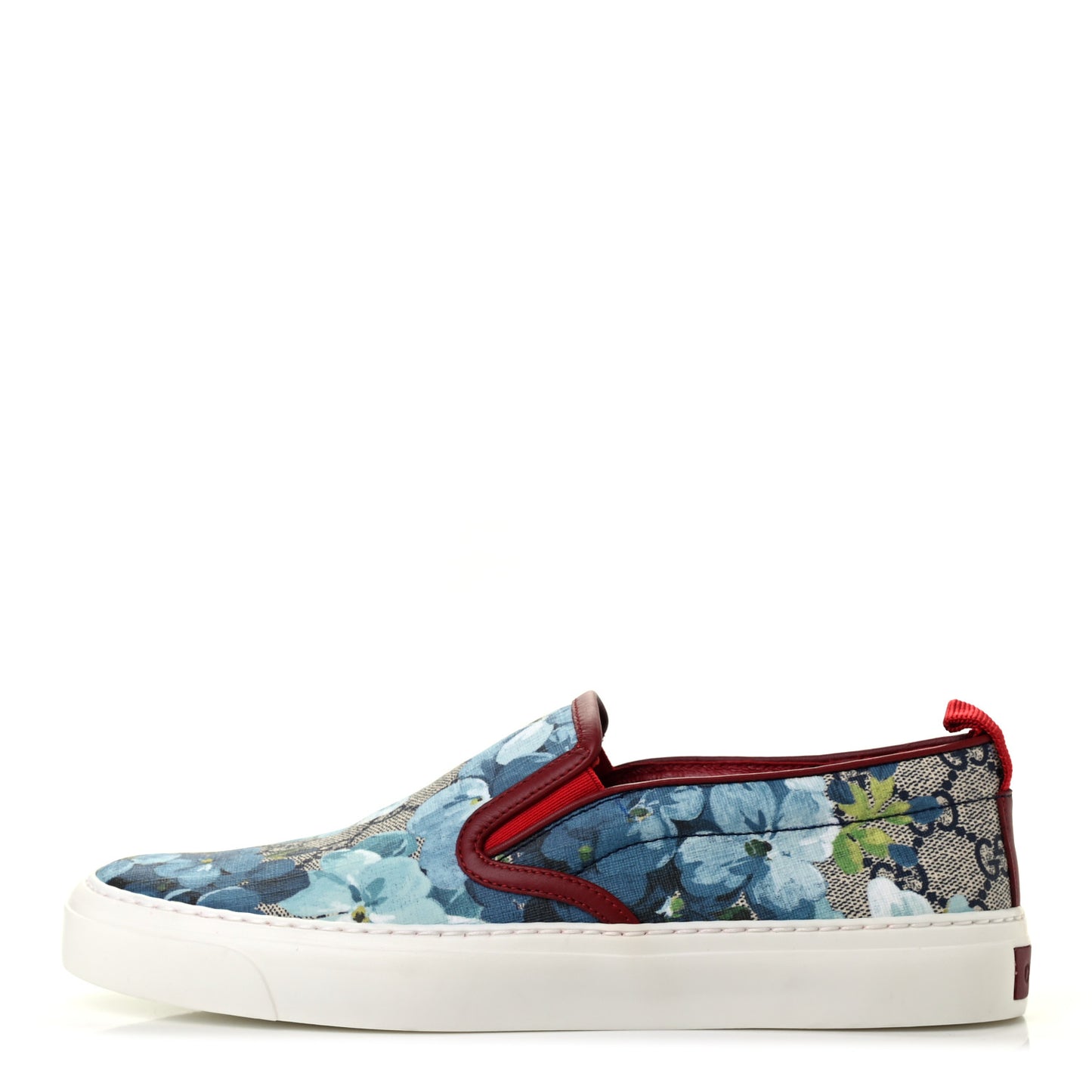 GG Supreme Monogram Blooms Womens Slip On Sneakers 38 Beige Blue Navy Red