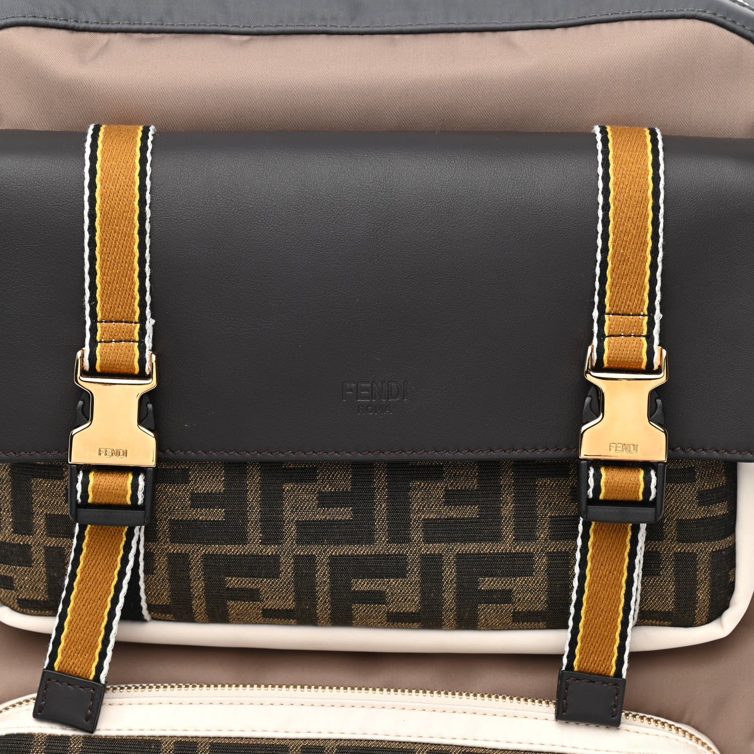 Fendi Nylon Fabric Jacquard Suede FF Explorer Backpack Tobacco Multicolor 7 of 9