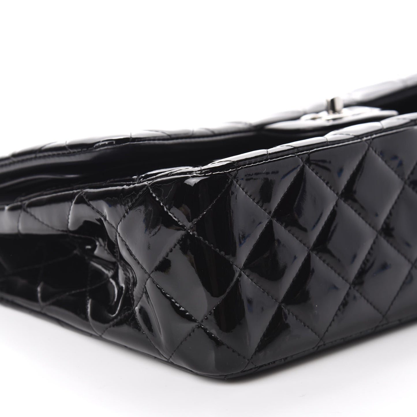 Patent Quilted Jumbo Double Flap Black