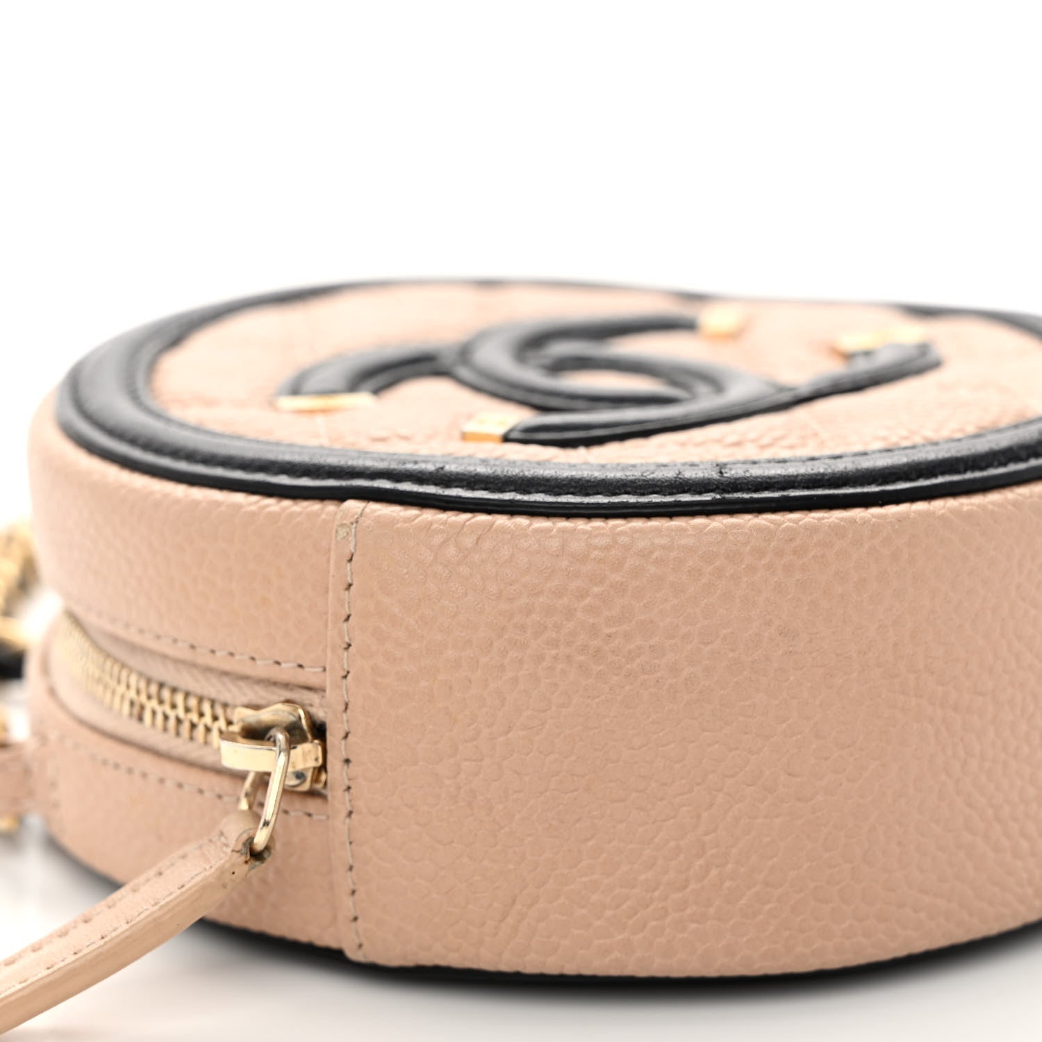 Chanel Caviar Quilted Round Filigree Crossbody Beige Black 6 of 10