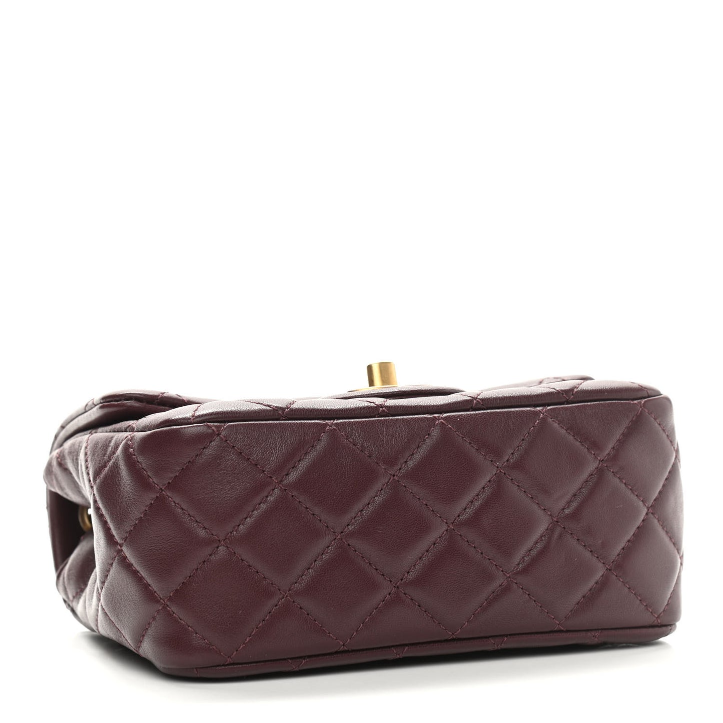 Lambskin Quilted Mini Pearl Crush Flap Burgundy