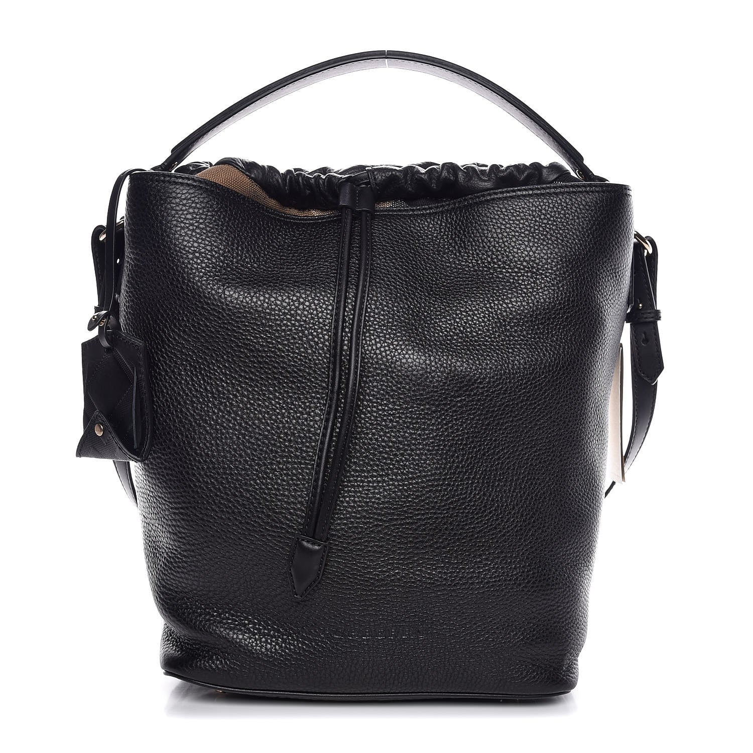 Burberry Grainy Calfskin Medium Check Ashby Hobo Black 1 of 8