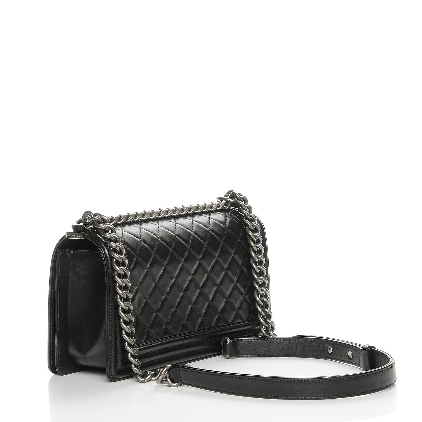 Lambskin Quilted Medium Boy Flap Black