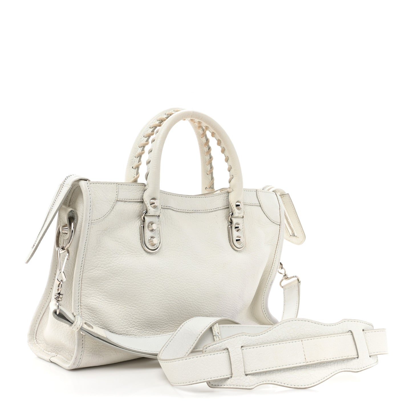 Chevre Silver Metallic Edge Hardware S City White