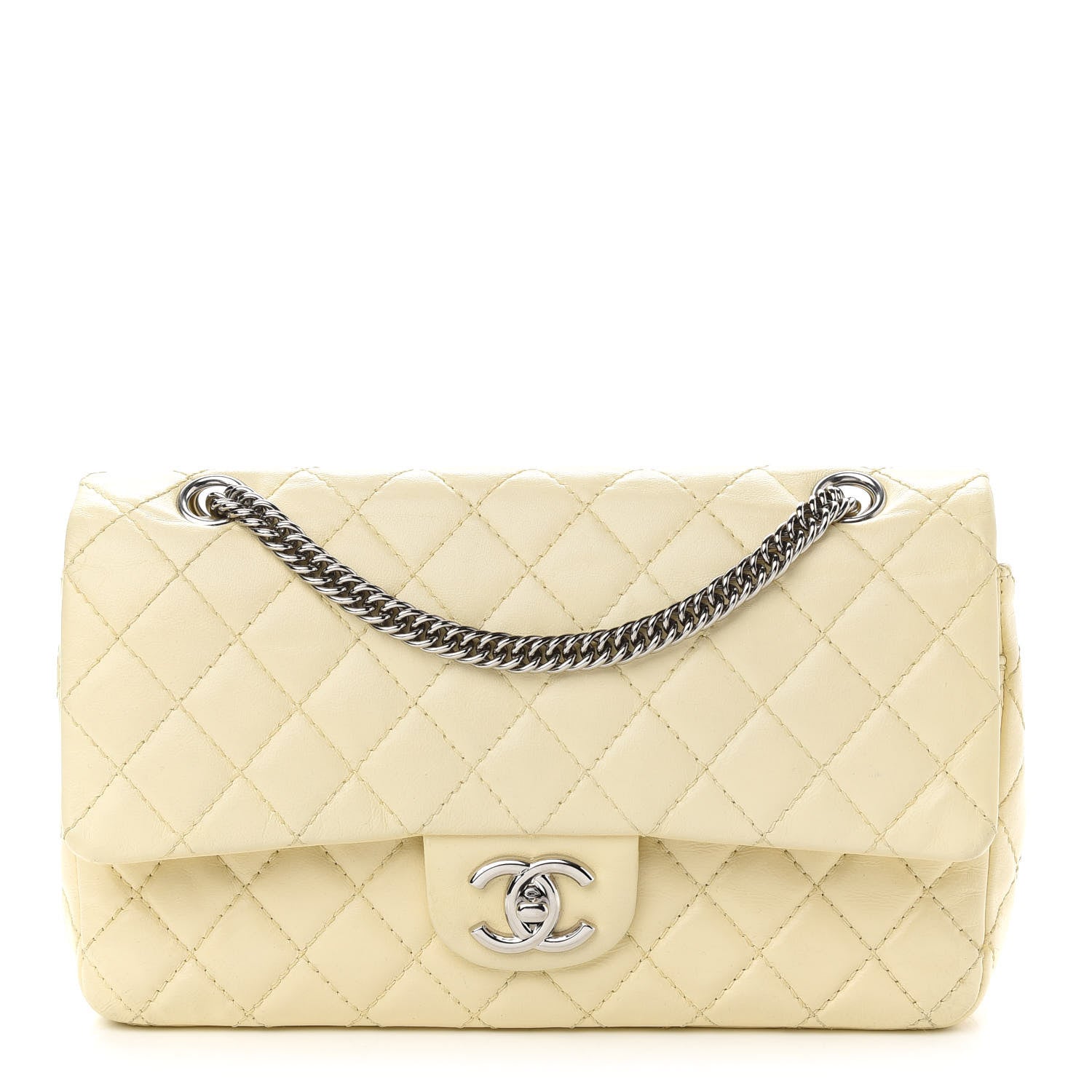 Chanel Lambskin Quilted Medium Double Flap Bijoux Chain Ivory 1 of 8