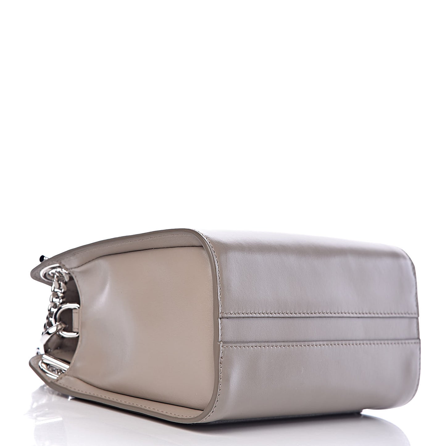 Shiny Calfskin Mini Annie Shoulder Bag Motty Grey