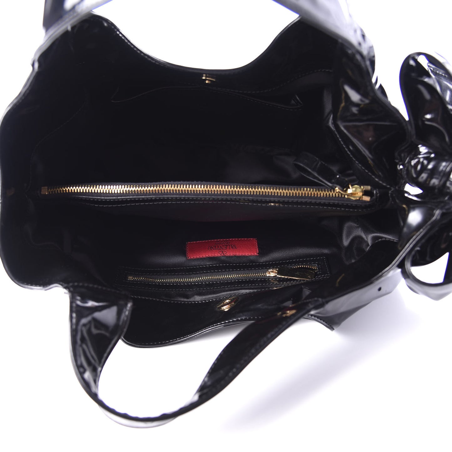 Patent Lacca Small Nuage Bow Hobo Black