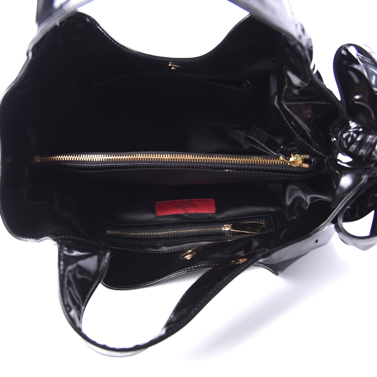Valentino Garavani Patent Lacca Small Nuage Bow Hobo Black 5 of 12