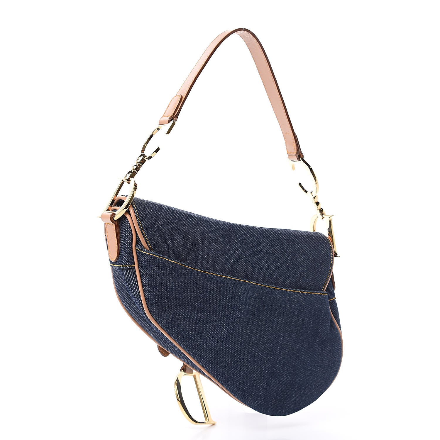 Christian Dior Denim Calfskin Saddle Bag Blue 3 of 9