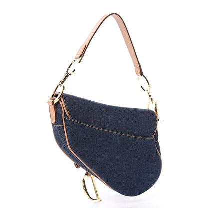 Christian Dior Denim Calfskin Saddle Bag Blue 3 of 9