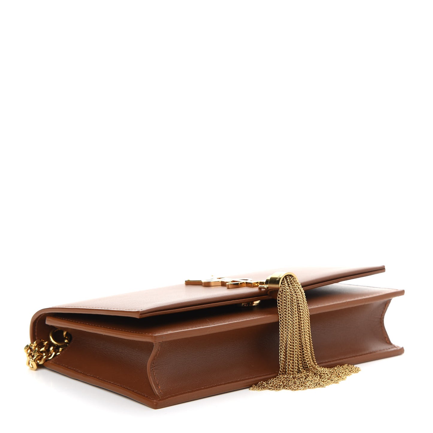 Smooth Calfskin Classic Monogram Kate Tassel Chain Wallet Brown