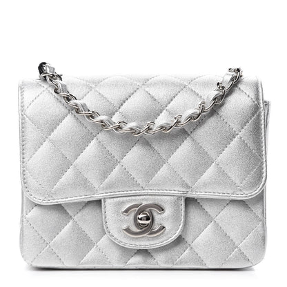 Chanel Metallic Lambskin Quilted Mini Square Flap Silver 1 of 11