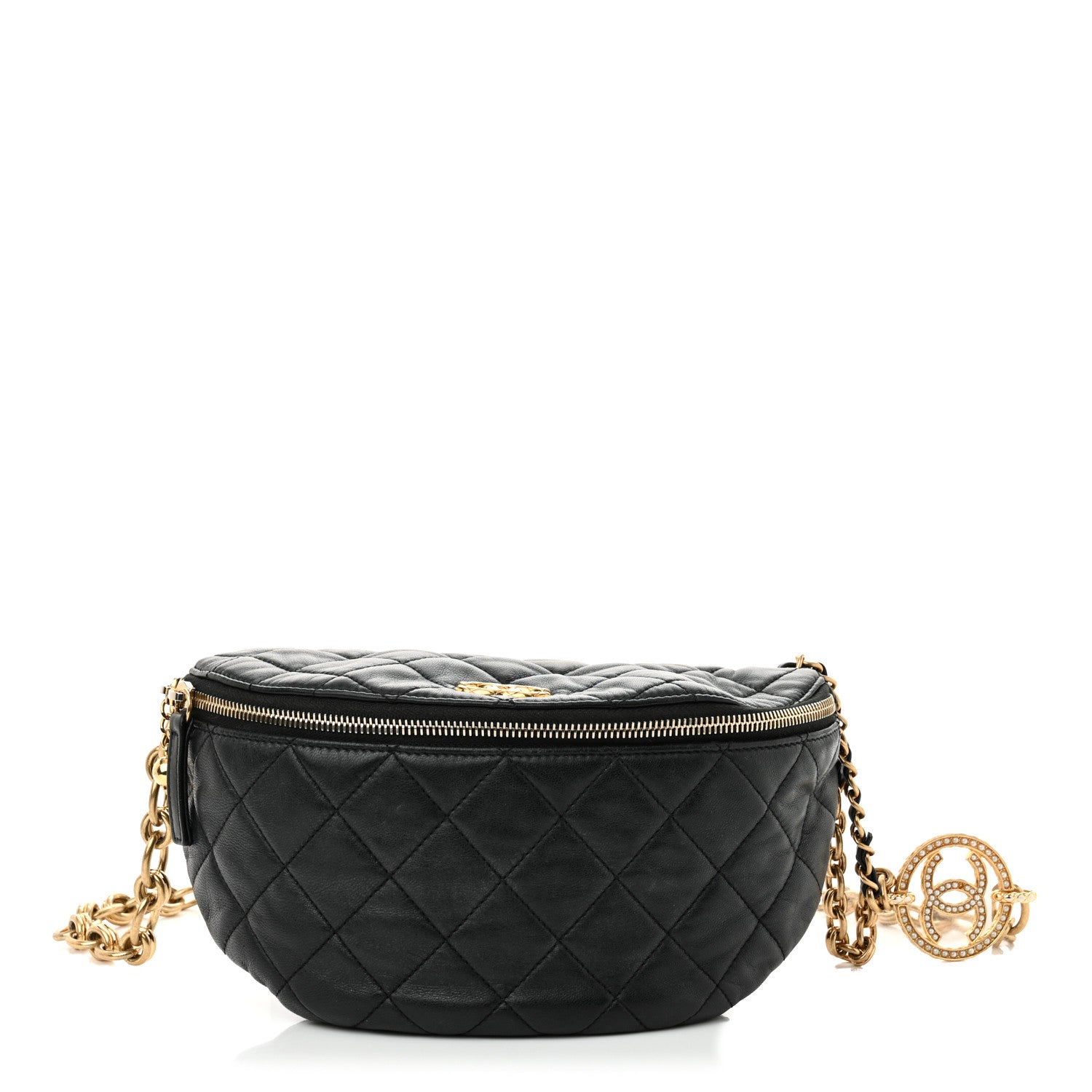 Chanel Lambskin Pearl Quilted CC Belt Bag Black 1 of 12