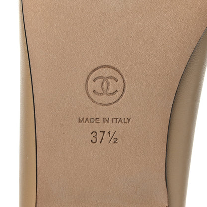 Chanel Lambskin Cap Toe CC Ballerina Flats 37.5 Beige Black 8 of 8